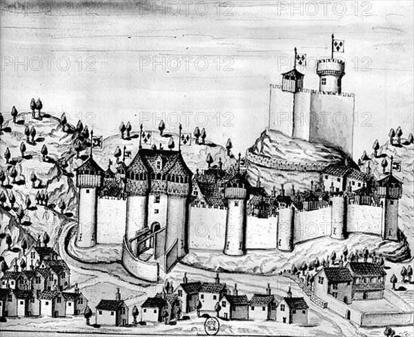 View of the city and the castle of Crouzet