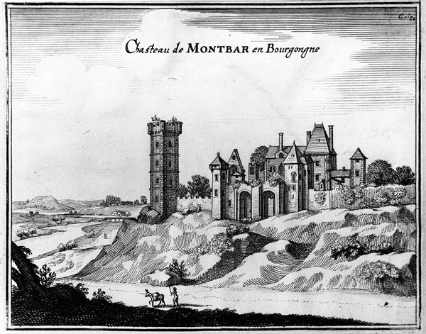 Vue du château de Montbar en Bourgogne -