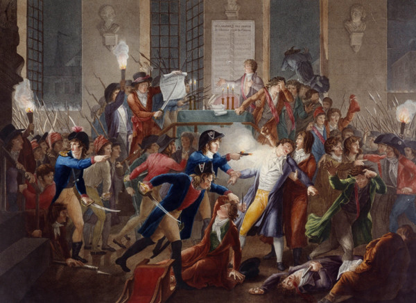 Le gendarme Meda blesse Robespierre à la Convention -