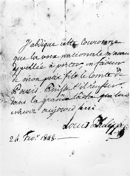 Act of abdication of king Louis-Philippe February 24, 1848