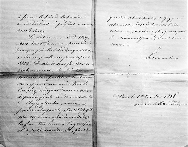Letter written by Lamartine