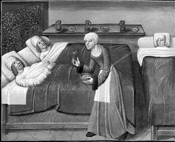 Beds in a hospital