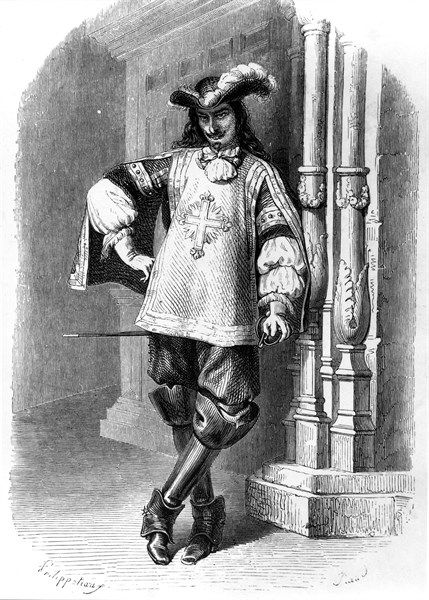 Un mousquetaire (gravure XIXe). Illustration des oeuvres d'Alexandre Dumas