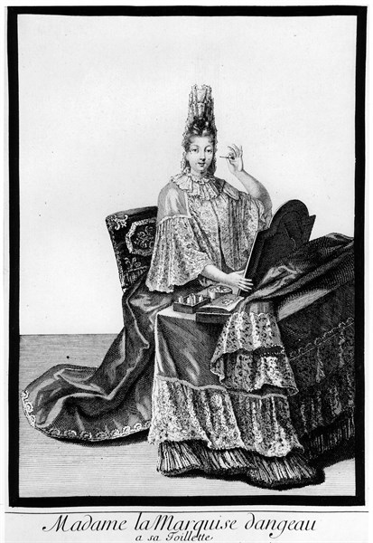 Everyday life:  Madam de Dangeau, rams court, with her toilet.