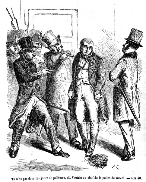 Arrest.  Illustration of Vautrin of Honore de Balzac.