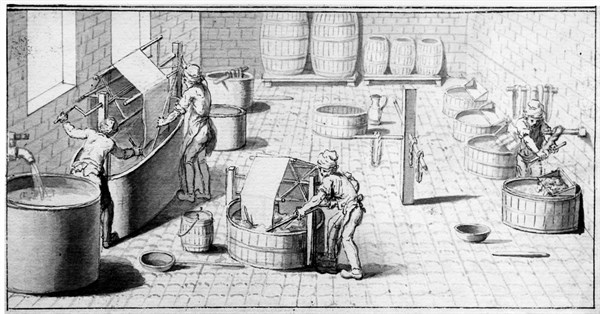 Workshop of dyeing.  Encyclopaedia of Diderot and D' Alembert.
