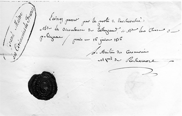 June 16, 1816.  Pass for the festivals of the Restoration.