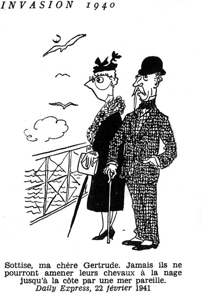 Caricature. Les Anglais face au projet d'invasion allemand.