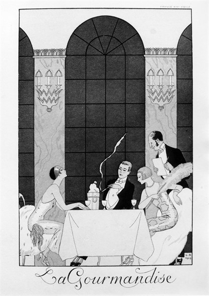 A restaurant in elegant 1920s Paris.