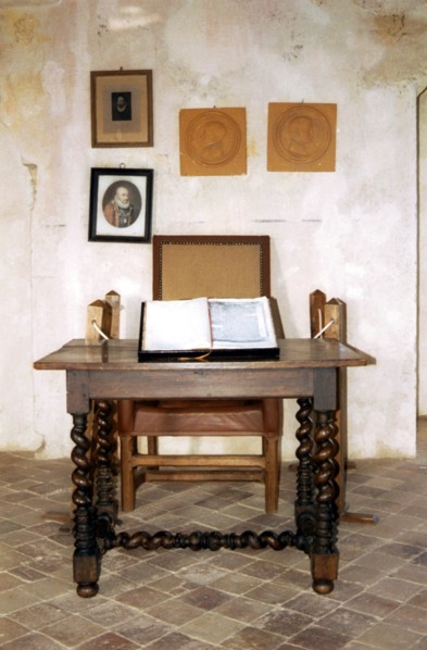 Tower of Michel de Montaigne, library, armchair and work table