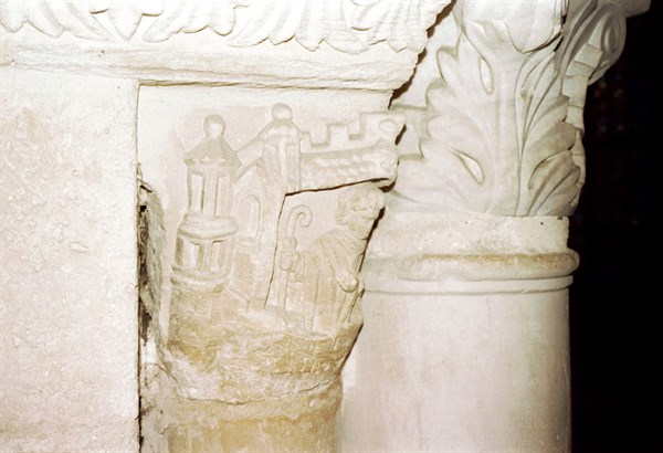 Bishop, capital of the St. Denis basilica crypt