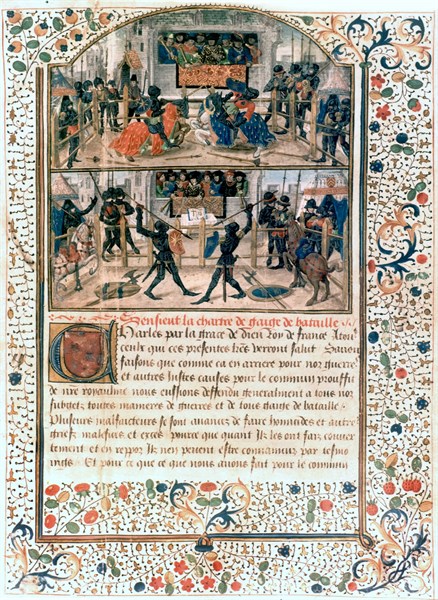 Manuscrit français (1460-70). Charte des règles de tournois