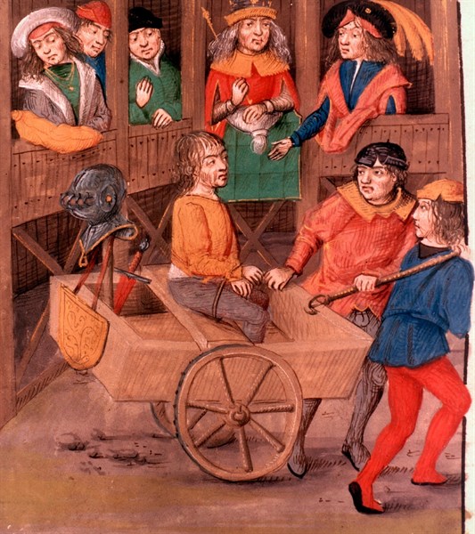 A noble felon being pulled to the site of his punishment