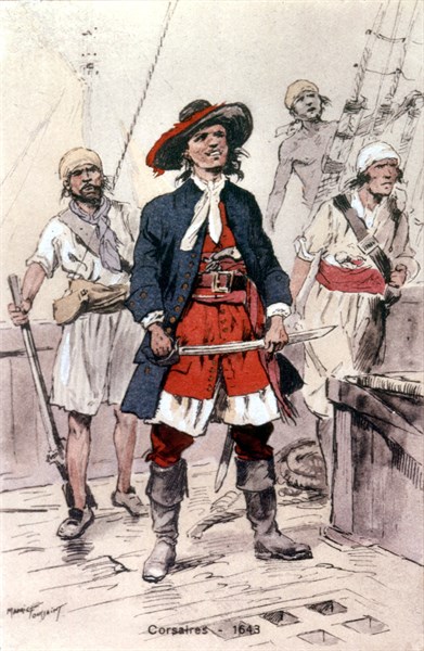 Corsairs on the deck of a ship (1643).