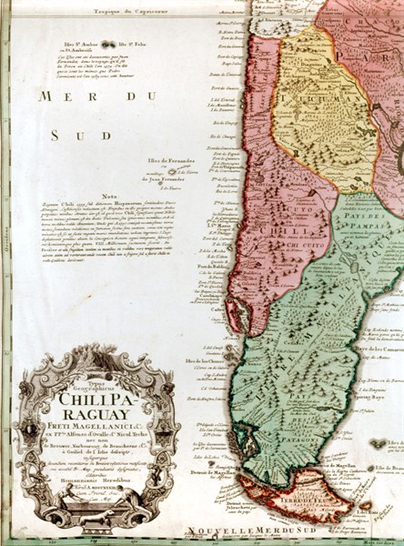Map of the coasts of Chile discovered by  Fernandez in the 16th century