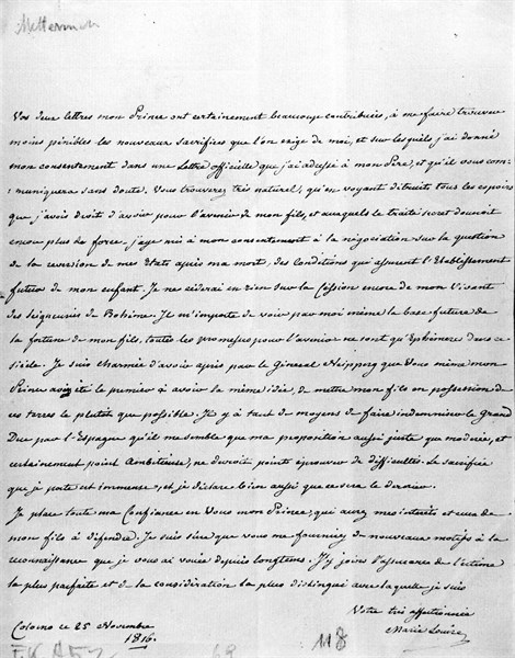 Lettre de Marie-Louise à Metternich