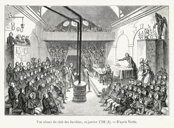 A meeting of the Jacobin club in session, January 1792.