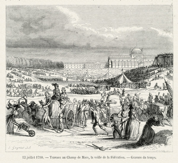 Works being carried out on the Champ de Mars, the day before the "Fédération".