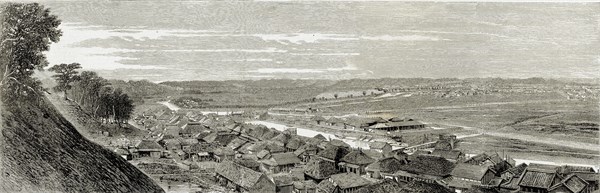 Japan. Panoramic view of Yokohama.