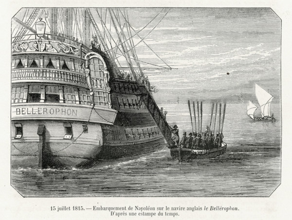 Embarquement de Napoléon sur le navire anglais le Bellérophon.