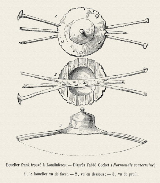 Frankish shield found in Londinières, in the valley of Eaulne.