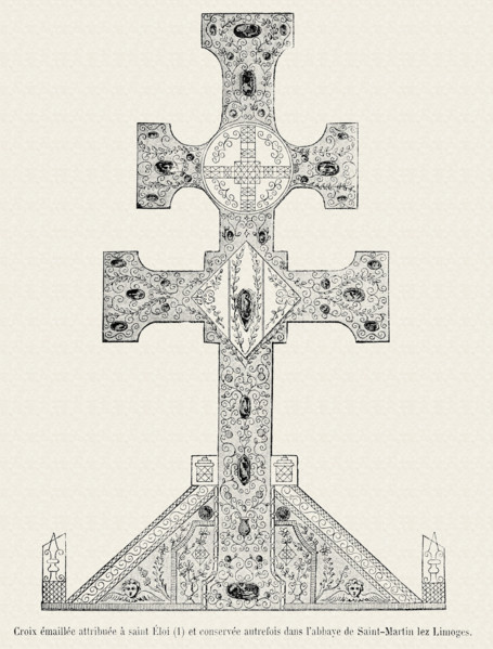 Croix émaillée attribuée à saint Eloi et conservée autrefois dans l'abbaye de Saint-Martin les Limoges.