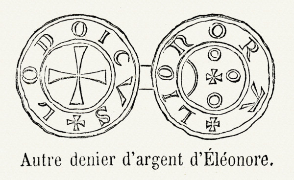 Denier d'argent d'Eléonore d'Aquitaine.