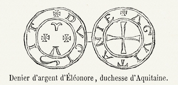 Denier d'argent d'Eléonore d'Aquitaine.