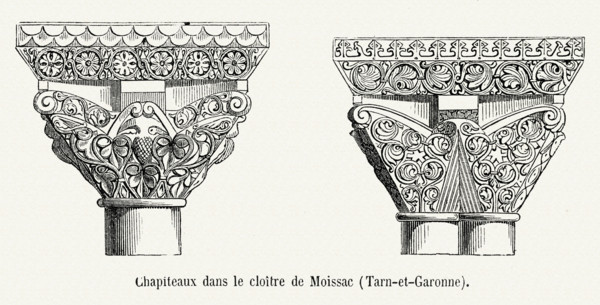 Capitals in the steeple of Moissac (tarn-et-Garonne).