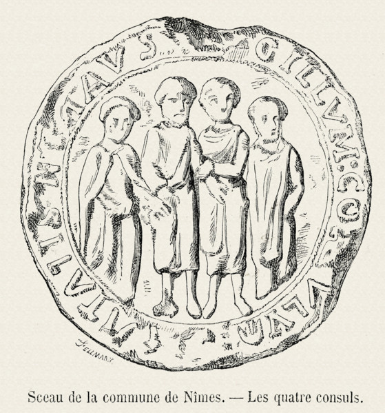 Sceau de la commune de Nîmes.