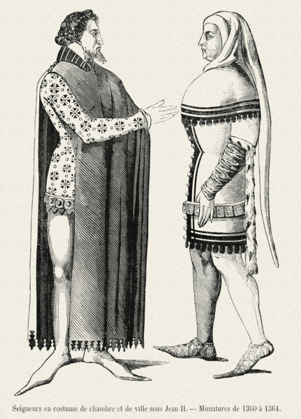 Lords in outfits worn in town and at home, under John II.