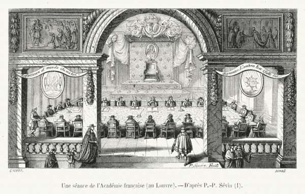 A meeting at the Académie Française at the Louvre.