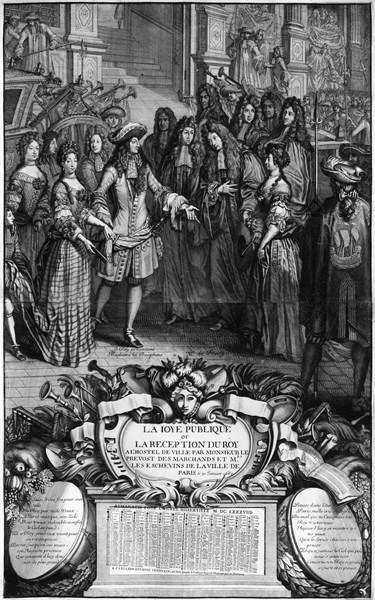 Louis XIV arriving at the Town Hall in Paris in 1687.