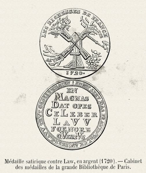 "Satirical" medal, against "Law", silver (1720).