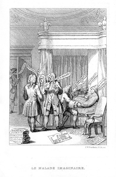 Le Malade imaginaire. Les créanciers. Caricature anglaise.