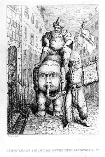 Carlo Khan's triumphal entry into Leadenhall. Entrée triomphale de Carlo Khan dans Leadenhall par