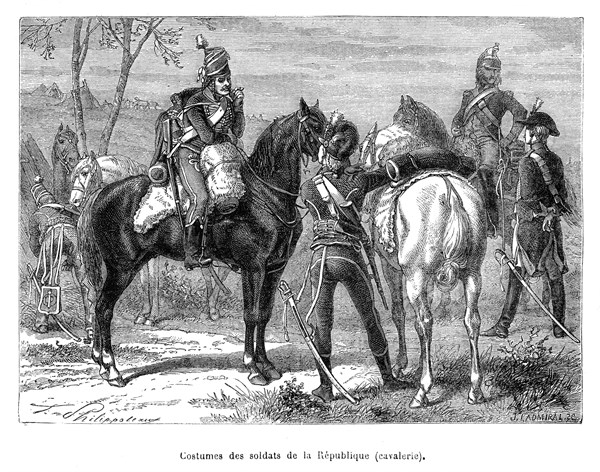 Révolution française. Costumes des soldats de la République. Cavalerie.