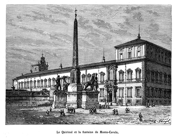 Rome. Italie. Le Quirinal et la fontaine Monte-Cavale.