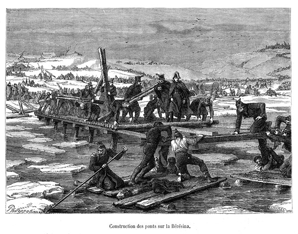 Grande Armée en Russie. Construction des ponts sur la Bérésina.