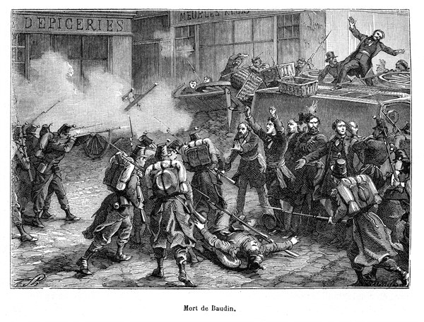 Mort de Jean-Baptiste Alphonse Baudin (1811-1851), né à Nantua (Ain), était un médecin et député à