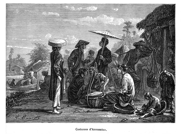 Costumes d'Annamites. Annam ou Annan, de An (la paix) et Nam ou Nan (le sud) en chinois classique
