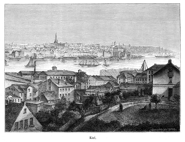 Vue de Kiel, ville d'Allemagne, est la capitale de l'État fédéral (Land) de Schleswig-Holstein.