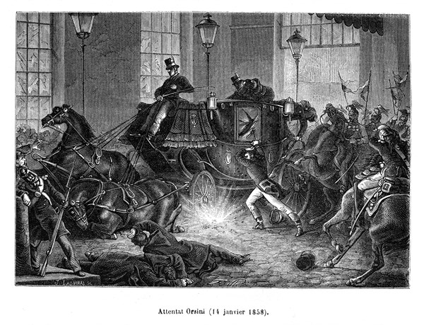 Attentat d'Orsini. Teobaldus Orsus Felice Orsini (né le 10 décembre 1819 à Meldola, près de Forlì,