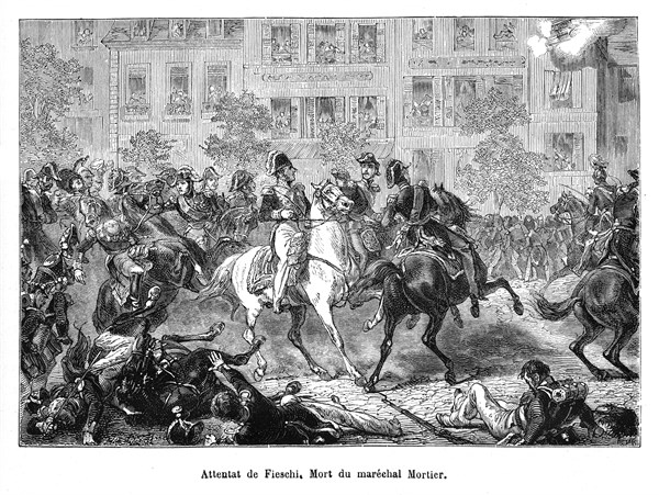 Attentat de Fieschi. Mort du général Mortier. L’attentat de Fieschi (28 juillet 1835).