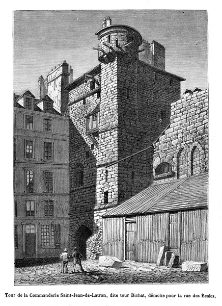 Paris. Tour de la Commanderie Saint-Jean-de-Latran, dite tour Bichat, démolie pour le percement de