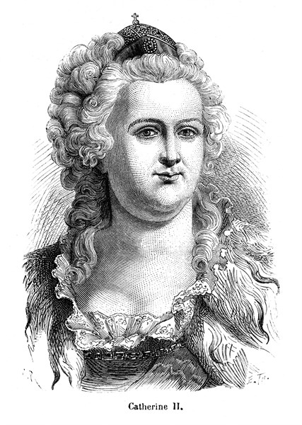 Catherine II (21 avril 1729 à Stettin en Poméranie - 6 novembre 1796 à Saint-Pétersbourg), née