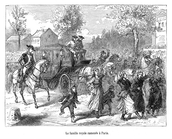 Révolution française. Louis XVI. La famille royale ramenée à Paris.