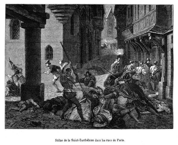 Scène de la Saint-Barthélémy dans les rues de Paris. Le massacre de la Saint-Barthélemy est le