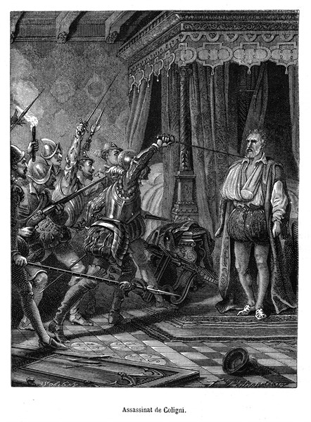 Assassinat de Coligny. Gaspard de Coligny (16 février 1519 à Châtillon-sur-Loing–24 août 1572 à