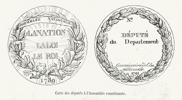 Révolution. Carte des députés à l'Assemblée constituante. Gravure 19e.